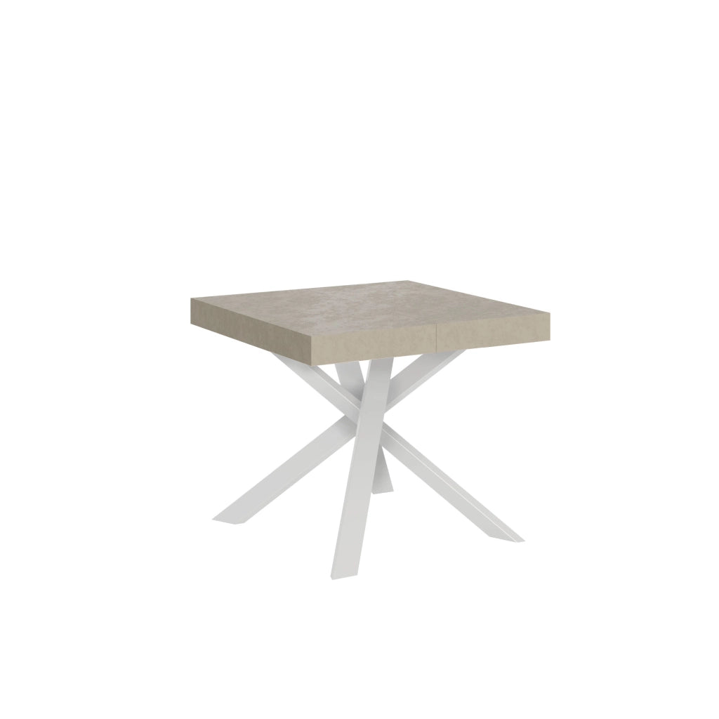 Tavolo allungabile 90x90/194 cm Clerko cashmere gambe bianche