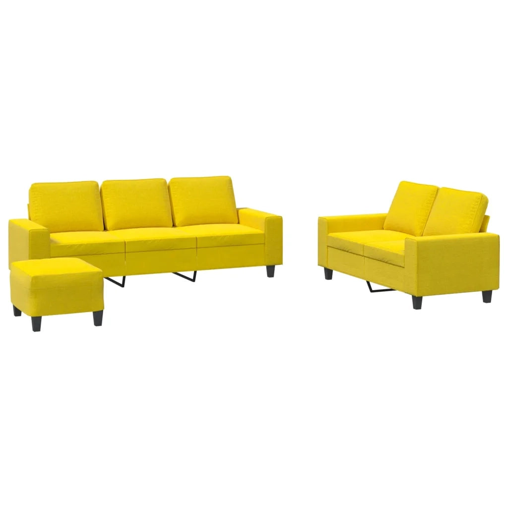 Set di Divani 3 pz Giallo Chiaro in Tessuto 3201911