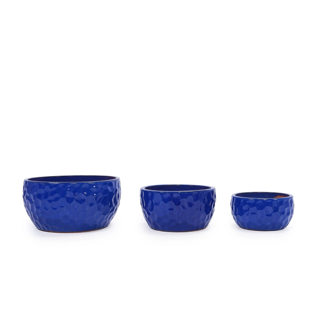 VASO DA FIORE Set da 3 pezzi in ceramica, Blu antico