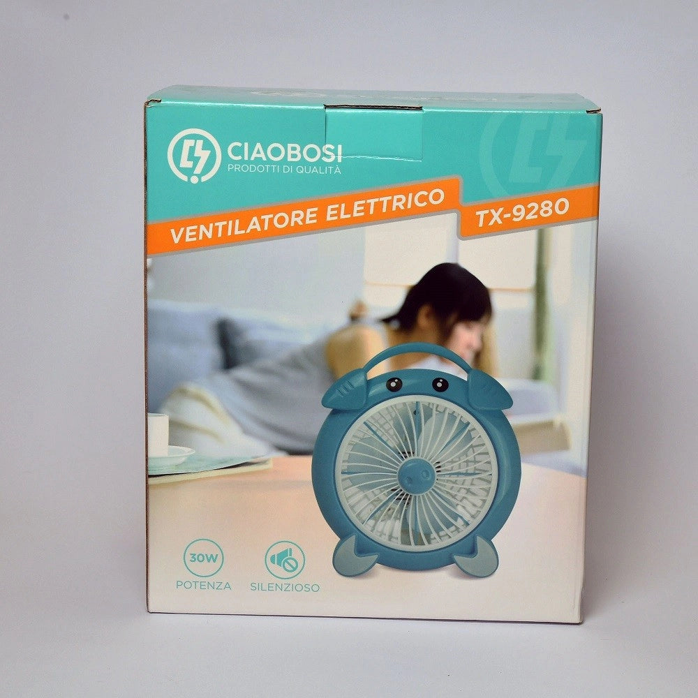 Trade Shop - Ventilatore Elettrico 30 Watt 3 Ventole Silenzioso Da Tavolo Colorato Tx-9280 -