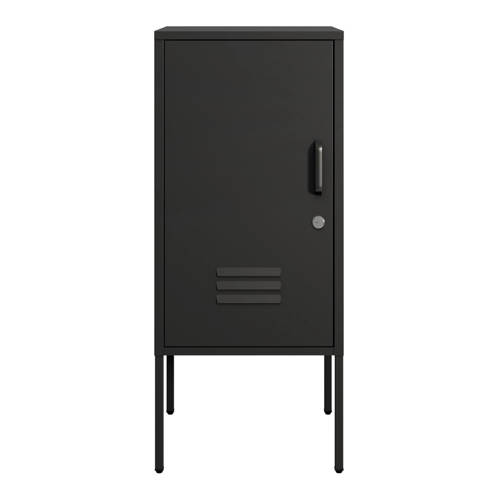 Armadietto Hausjärvi Comodino in Acciaio con Serratura Apertura Anta a Sinistra - Nero [en.casa]