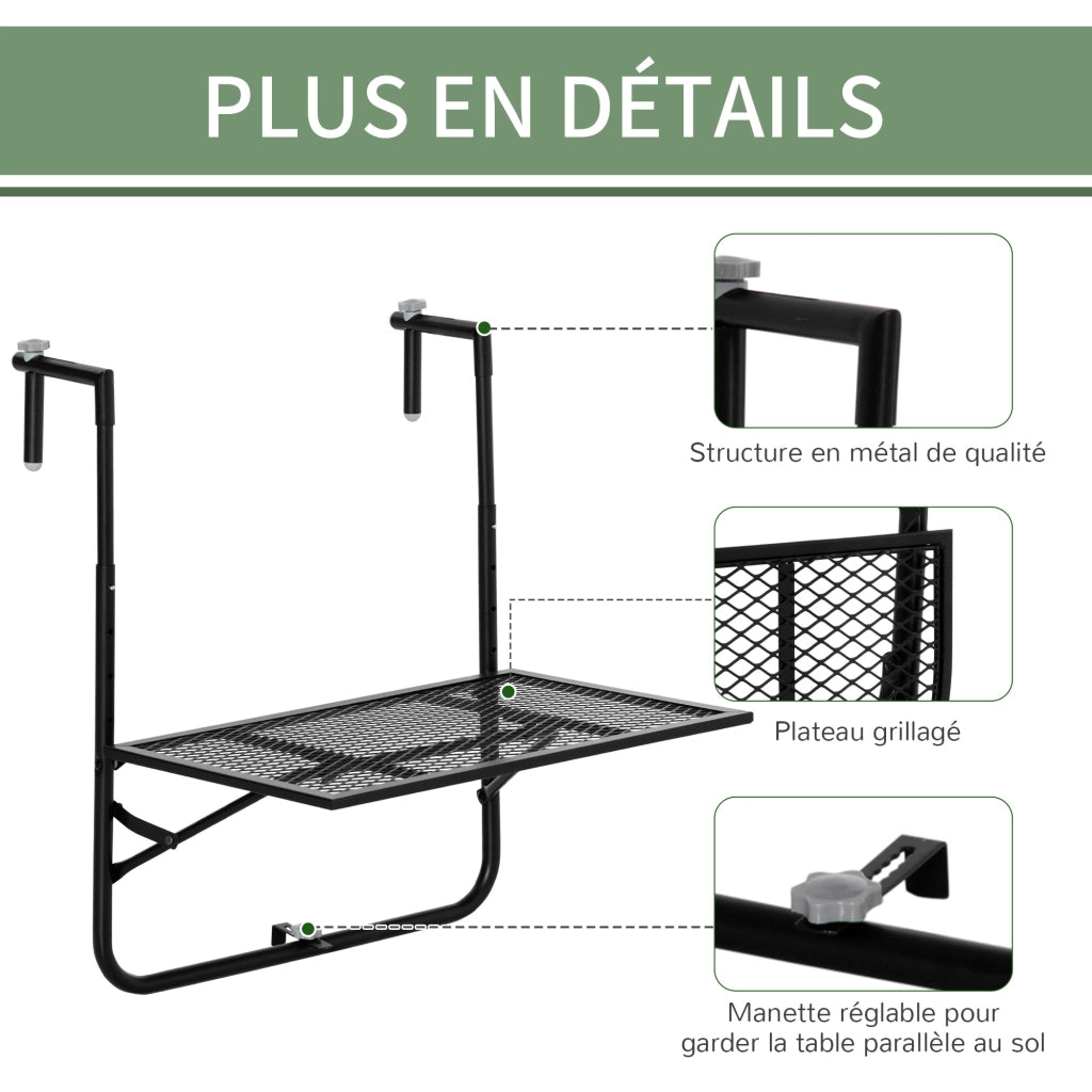 Tavolino pieghevole in metallo con altezza regolabile ¨C zephmum ¨C nero 60x60x57-72 cm