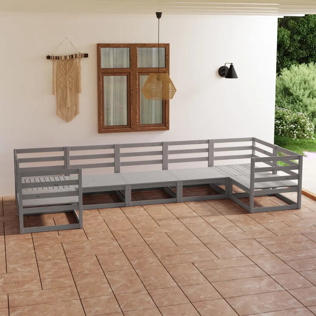 Set Divani da Giardino 7 pz in Legno Massello di Pino cod mxl 37367