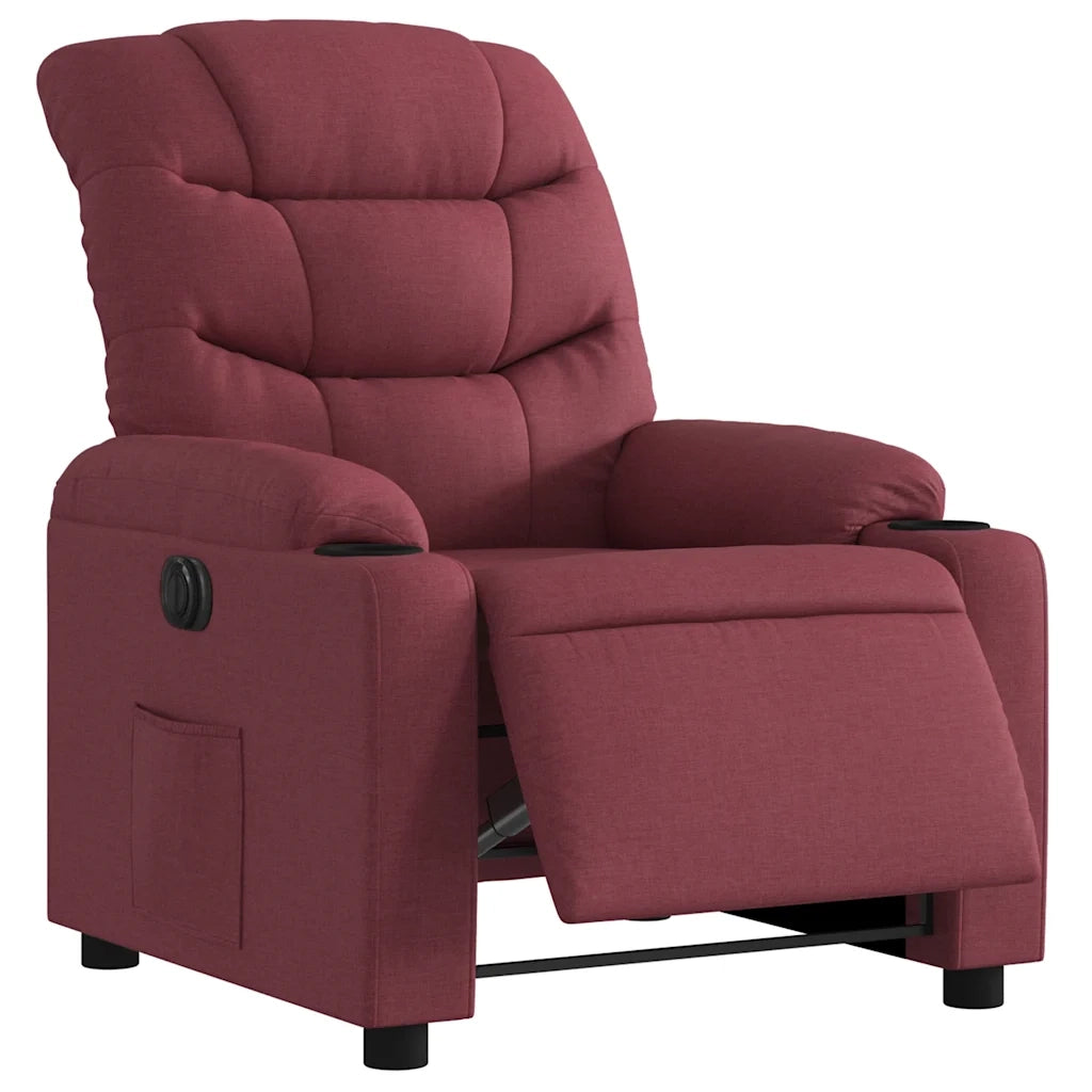 Poltrona | Sedia Relax Elettrica Reclinabile Rosso Vino in Tessuto