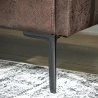 Divano 2 Posti in Pelle Traspirante con Imbottitura Spessa e Gambe in Metallo, 137x72x88 cm, Marrone Scuro