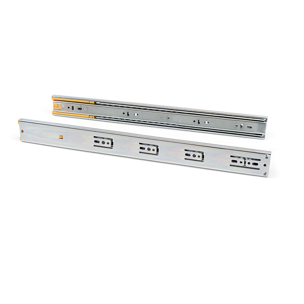 Guide a Sfere per Cassetti con Estrazione Totale e Chiusura Soft H45 mm L450 Bianco Acciaio Emuca