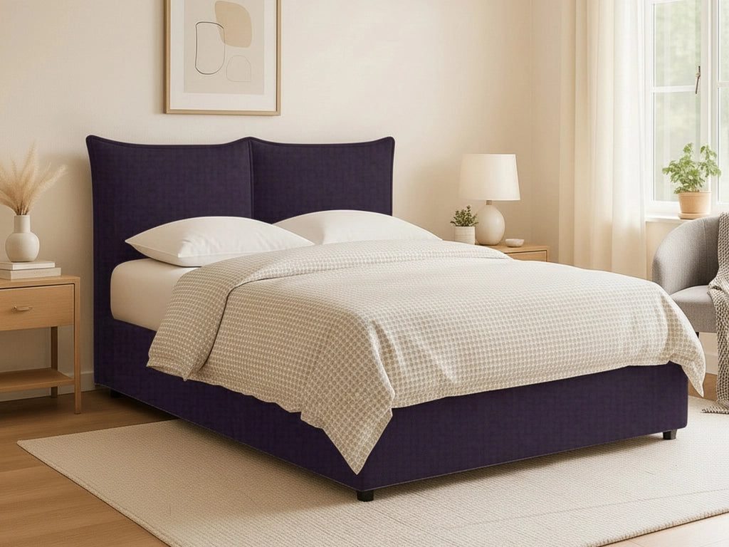 Uckfield, Letto Matrimoniale Sfoderabile Made in Italy, Viola