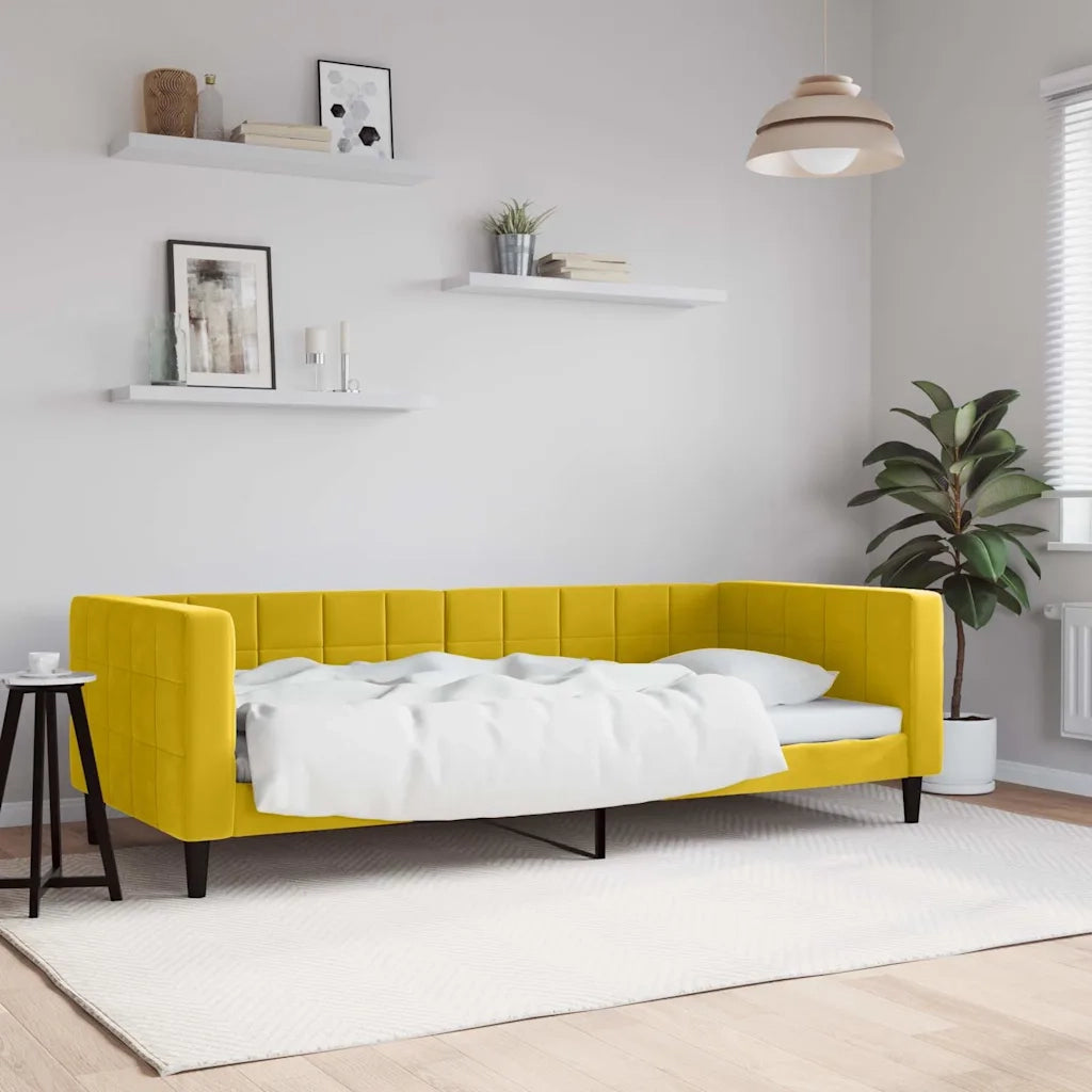 Letto singolo | Letto per adulti | Letto da Giorno Giallo 90x200 cm in Velluto