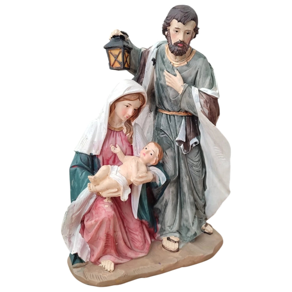Set Natività in Resina con Giuseppe Maria e Gesù 24cm Presepe Natalizio