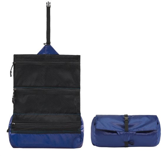 Toiletset portatile per uomo e donna, raschietto impermeabile per articoli da bagno, accessori, trucco e articoli da viaggio. Leggero, sostenibile e portatile (blu marino).