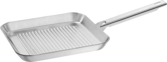 Piatto Grill, 24 cm, adatto per induzione, acciaio inossidabile, argento