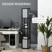 Lampada da Terra a Colonna in MDF e Plastica con 2 Ripiani, per Soggiorno, Studio e Camera da Letto, 26x26x156 cm