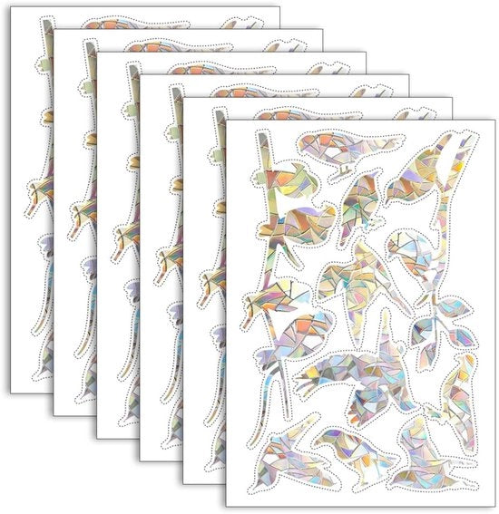 Sticker per finestra per uccelli - 60 pezzi - Foglio PVC statico - Anti-urto - Colorato - 30x20 cm - Sostenibile - Sticker per finestra
