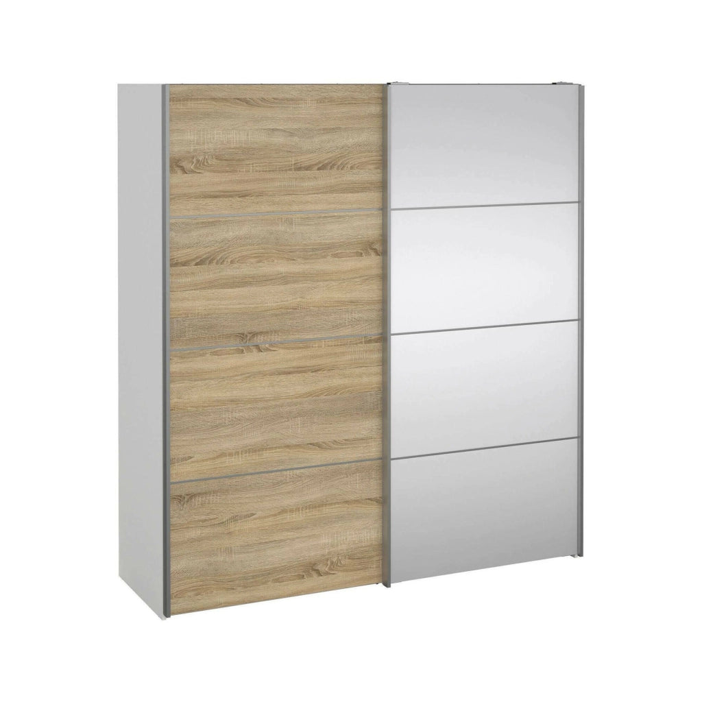 Guardaroba 2 ante Cerreto, Mobile camera da letto, Cabina armadio portabiti, Armadio appendiabiti, 182x64 h202 cm, Quercia e Bianco