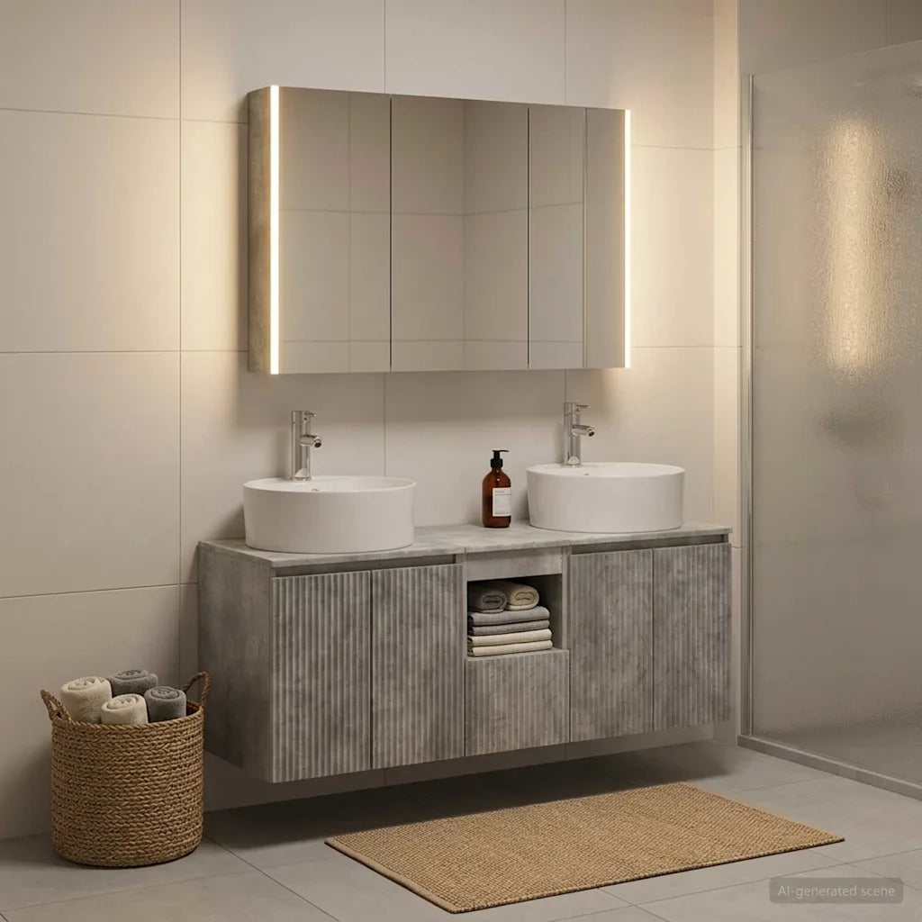 Set di Armadi da Bagno 4 pcs Grigio Cemento 3406466