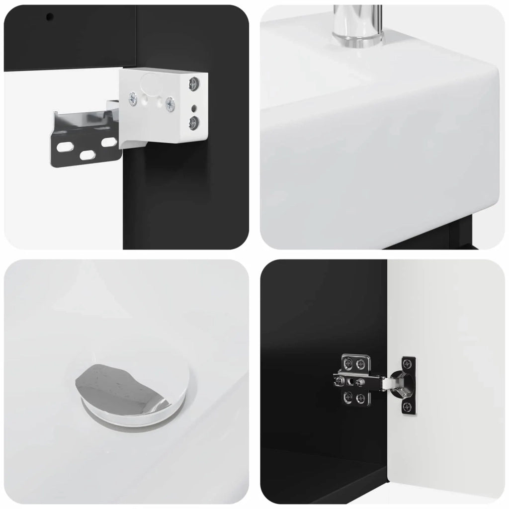 Mobile bagno con rubinetto Nero 45,5 x 25,5 x 84 cm
