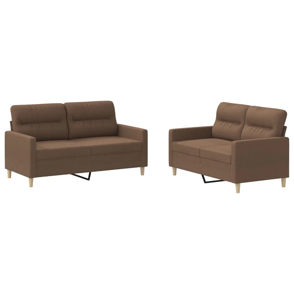 vidaXL Set di Divani 2 pz con Cuscini Marrone in Tessuto
