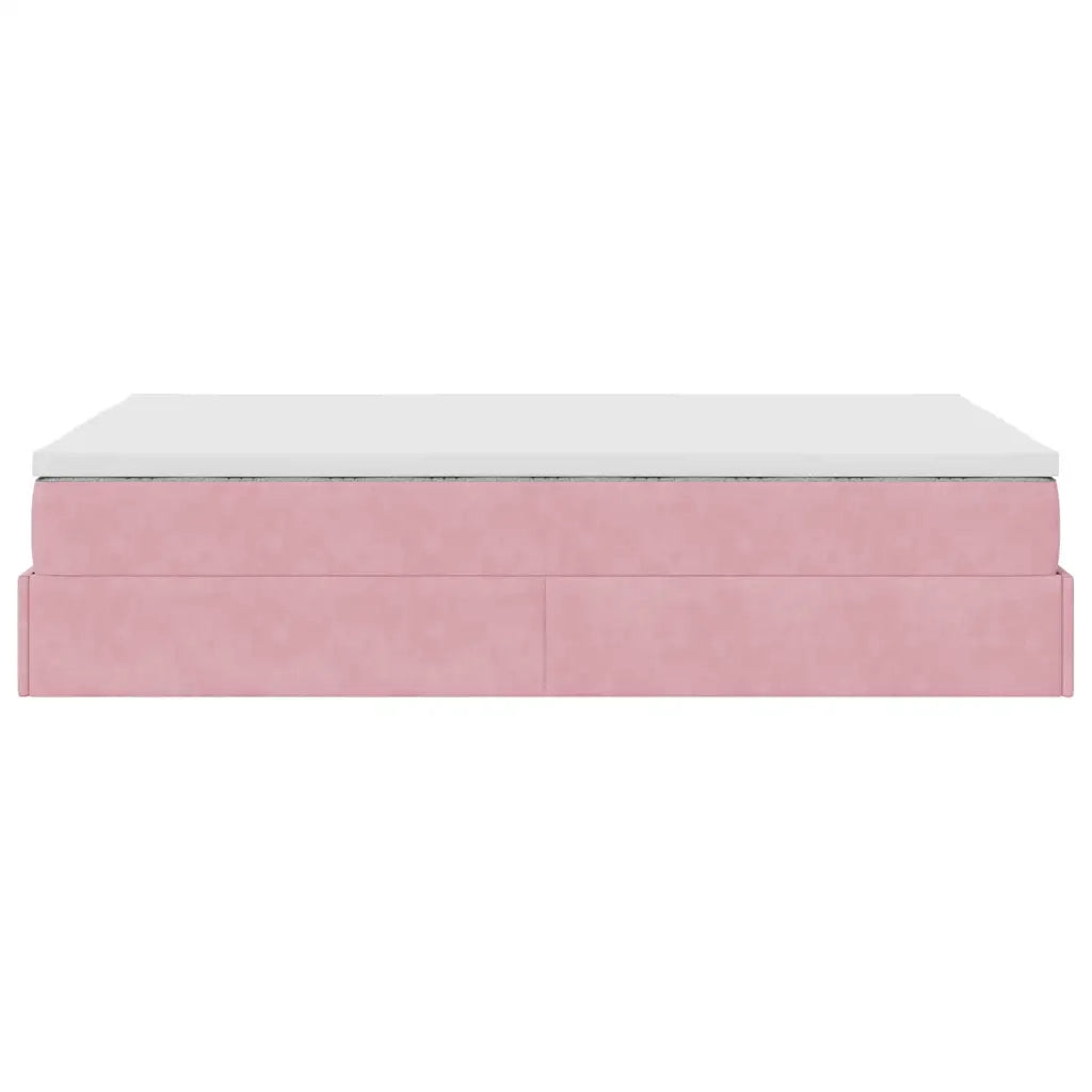 Pouf Letto con Materasso Rosa 120x190 cm Velluto