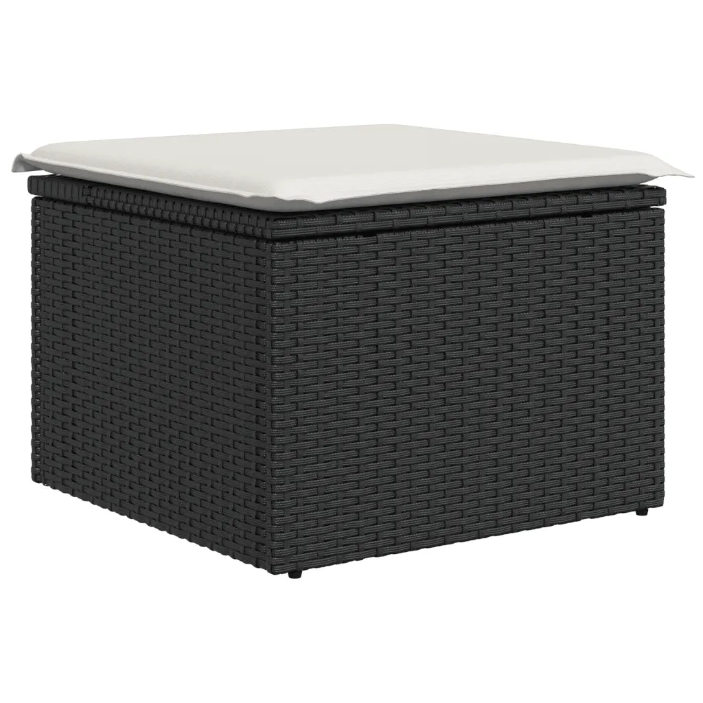 Set Divani da Giardino con Cuscini 7pz Nero Polyrattan