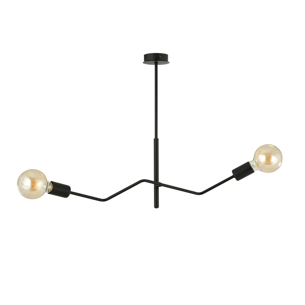 Sospensione Industrial 2 Luci Febe In Acciaio Nero E Bracci Regolabili