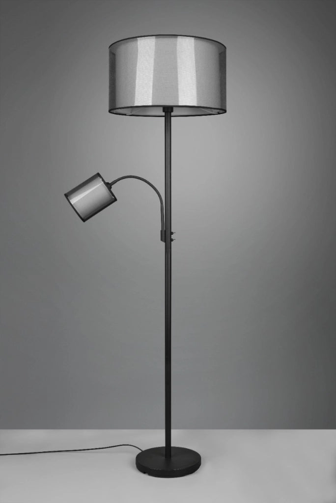 Lampada da terra BURTON nera con luce lettura Trio