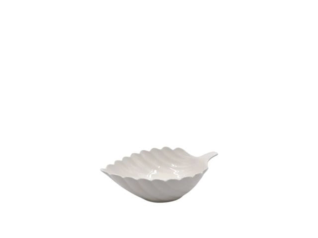Centrotavola in Porcellana Forma Foglia Bianco 25 x 18 cm
