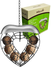 Vetbolhouder per appeso, vasca alimentare per uccelli selvatici, supporto per uccelli con vasca alimentare e tetto, metallo, forma a cuore