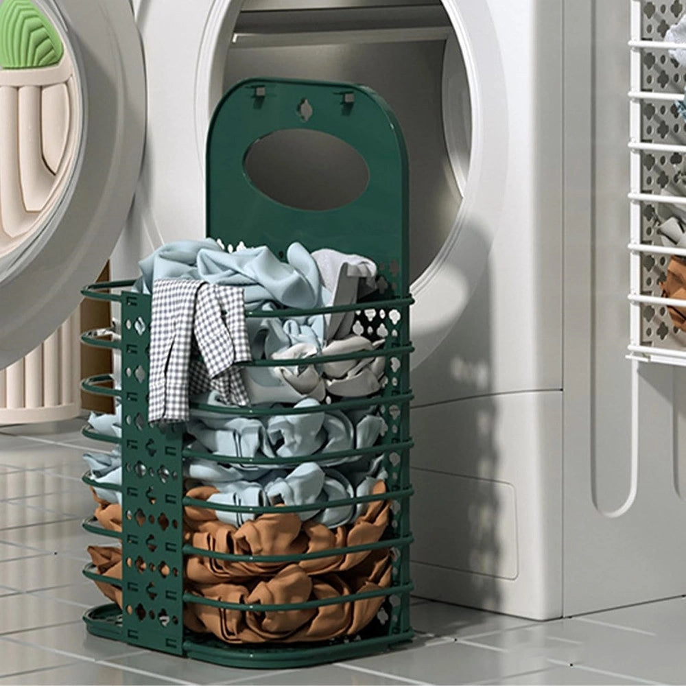Trade Shop - Cesto Portabiancheria Pieghevole Con Manico Cesta Per Camera Soggiorno Bagno Viaggio -