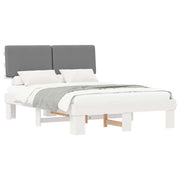Letto matrimoniale | Letto per adulti | Letto con Testiera Rivestita Grigio chiaro 135 x 190 cm