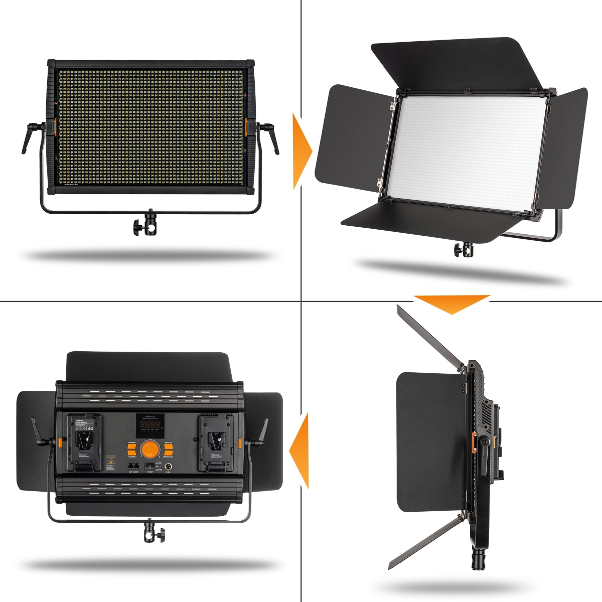 3x LED Niova 150-F Pro luce d'area incl. treppiede per lampada, luce d'area da 150 W con bicolore, luminosità della luce da studio dimmerabile, luce video con radiocomando