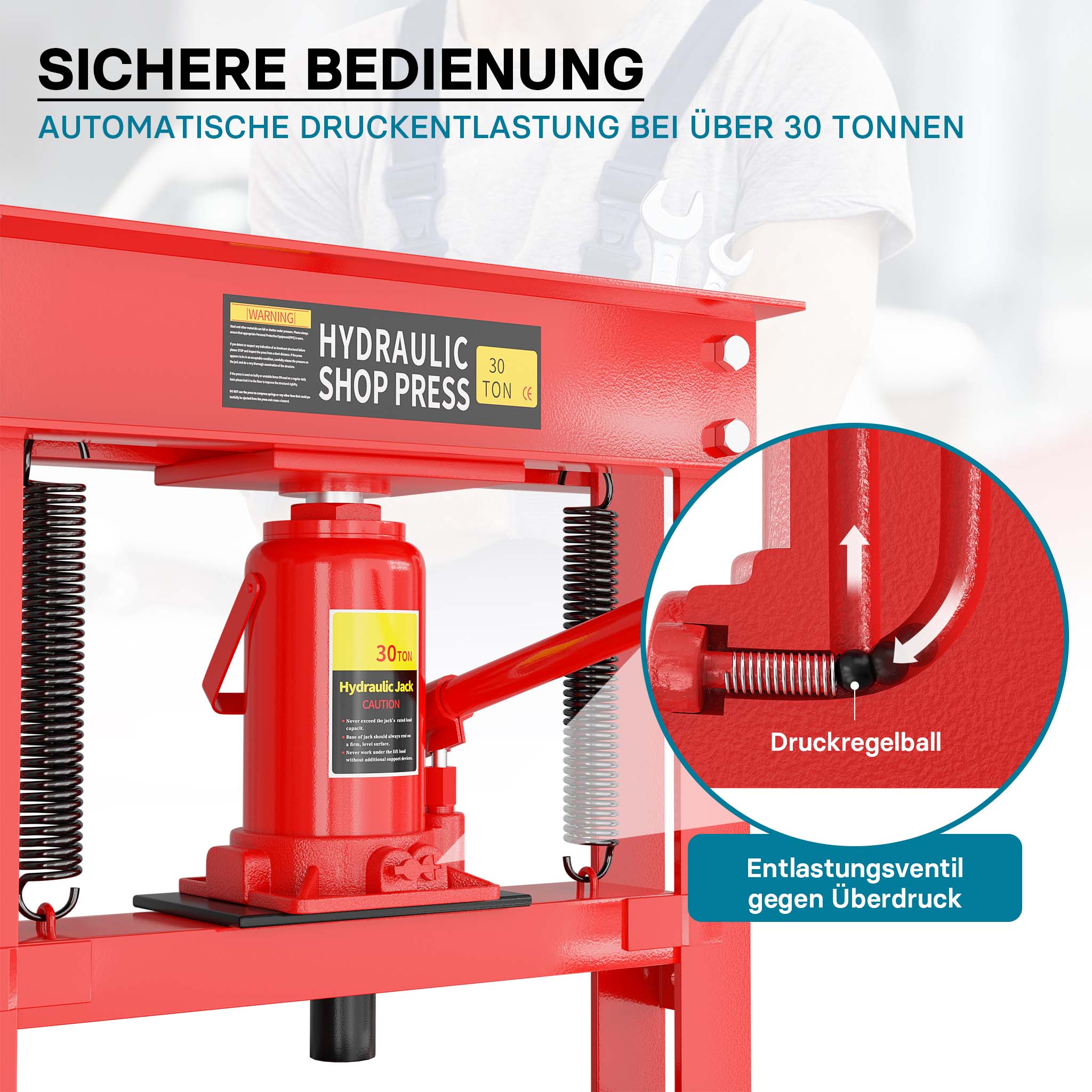 Pressa idraulica da officina 30t Pressa a telaio per cuscinetti