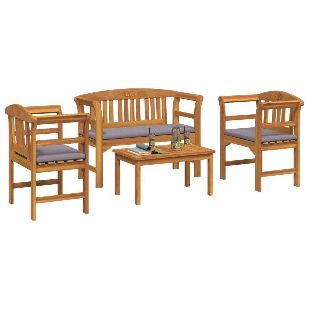 Set da giardino con divano a rosa con cuscino 4 pcs