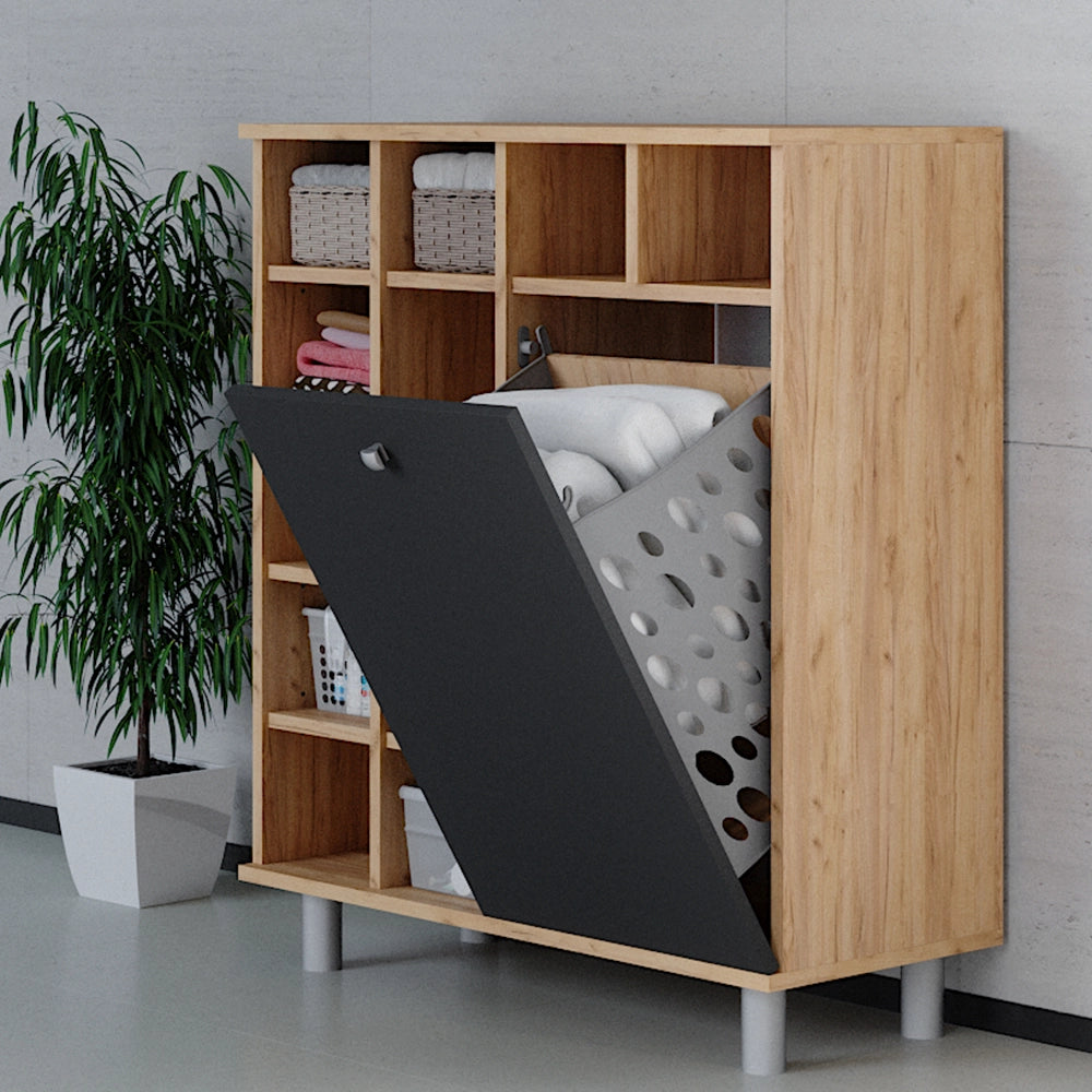 Armadietto da bagno con portabiancheria Fynn Antracite 78.4 x 91.6 cm Vicco