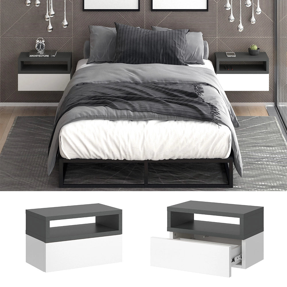 Vicco Comodino camera da letto Antracite 45 x 28 cm Set di 2