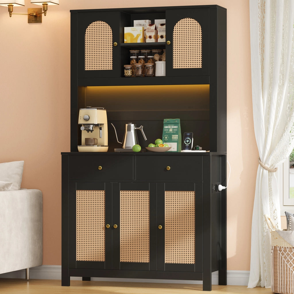 Dispensa alta in MDF con LED RGB e prese integrate