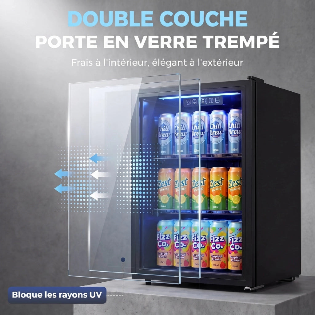Frigo Bevande 70L 70 Lattine ¨C Zephmum ¨C Nero Porta Vetro Temperato