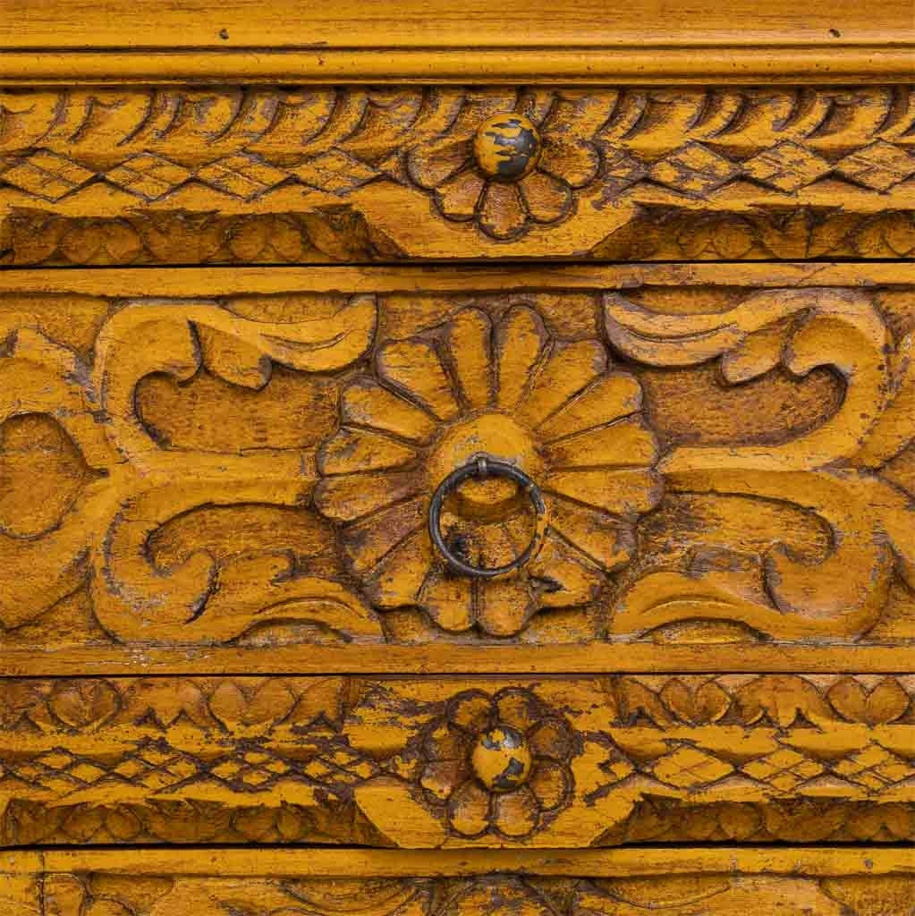 Credenza in legno artigianale gialla 147x45x96