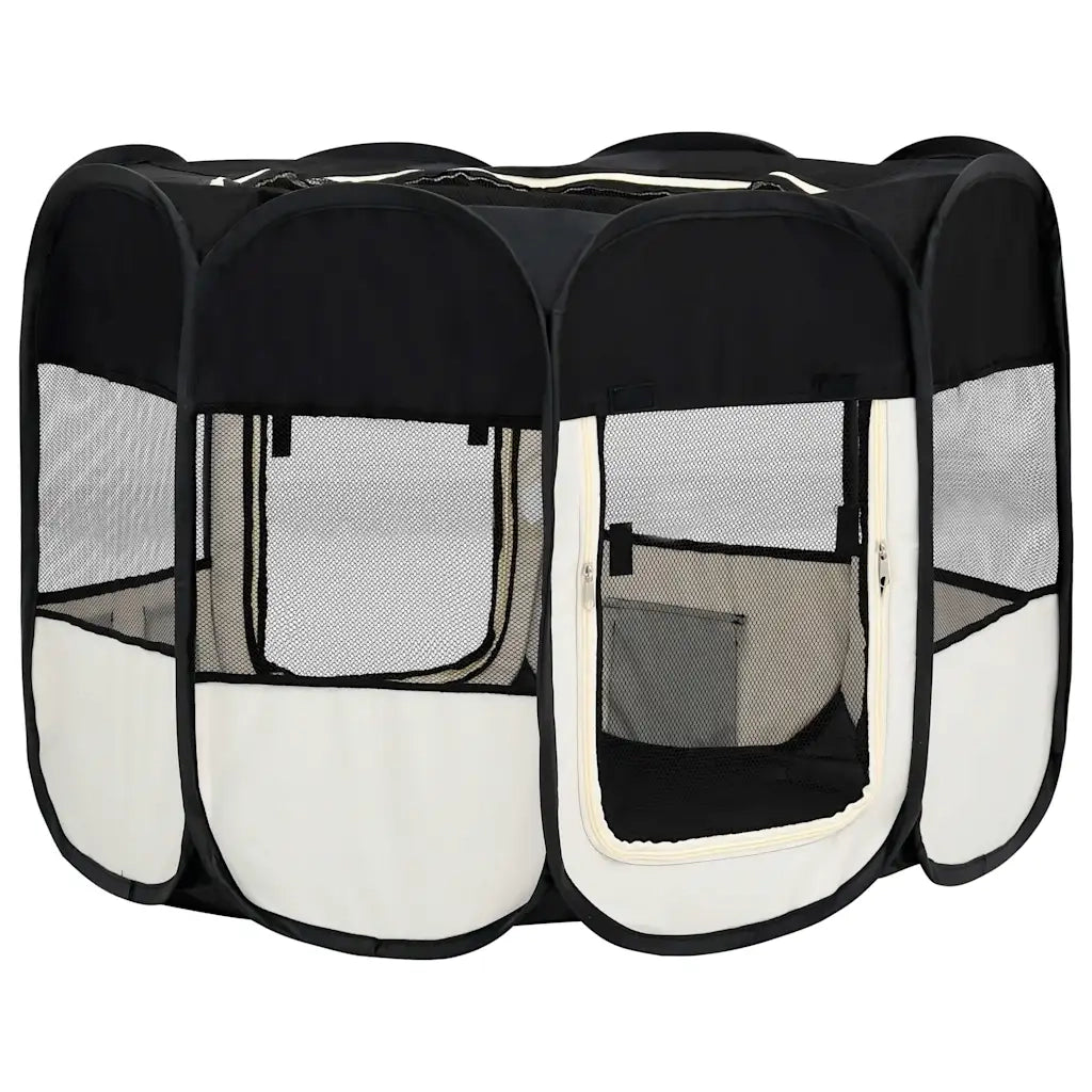 Box per Cani Pieghevole con Borsa Trasporto Nero 90x90x58 cm 171005