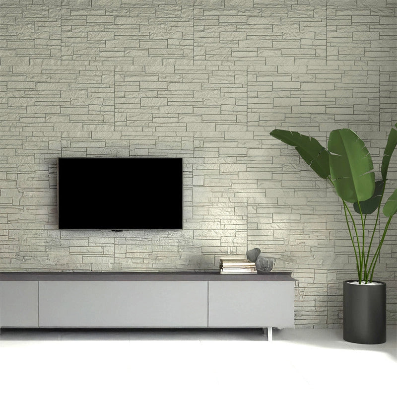 Pannello decorativo effetto pietra mattoni 3D set 12 pz 8,6 mt2 rivestimento murale in PU 120 x 60 x 2,5 Greige Tortora