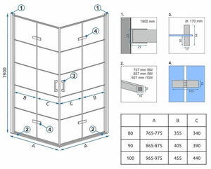 Cabina Doccia Rea Molier Black Double 80x90