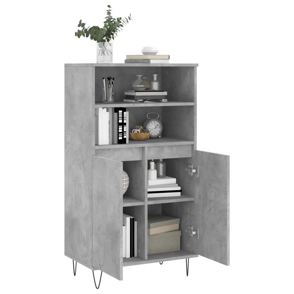 Credenza Grigio Cemento 60x36x110 cm in Legno Multistrato 831488