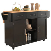 Carrello da cucina con 3 cassetti; 3 vani e piano ribaltabile con ripiani regolabili per cucina e sala da pranzo; 139×46×91.5 cm