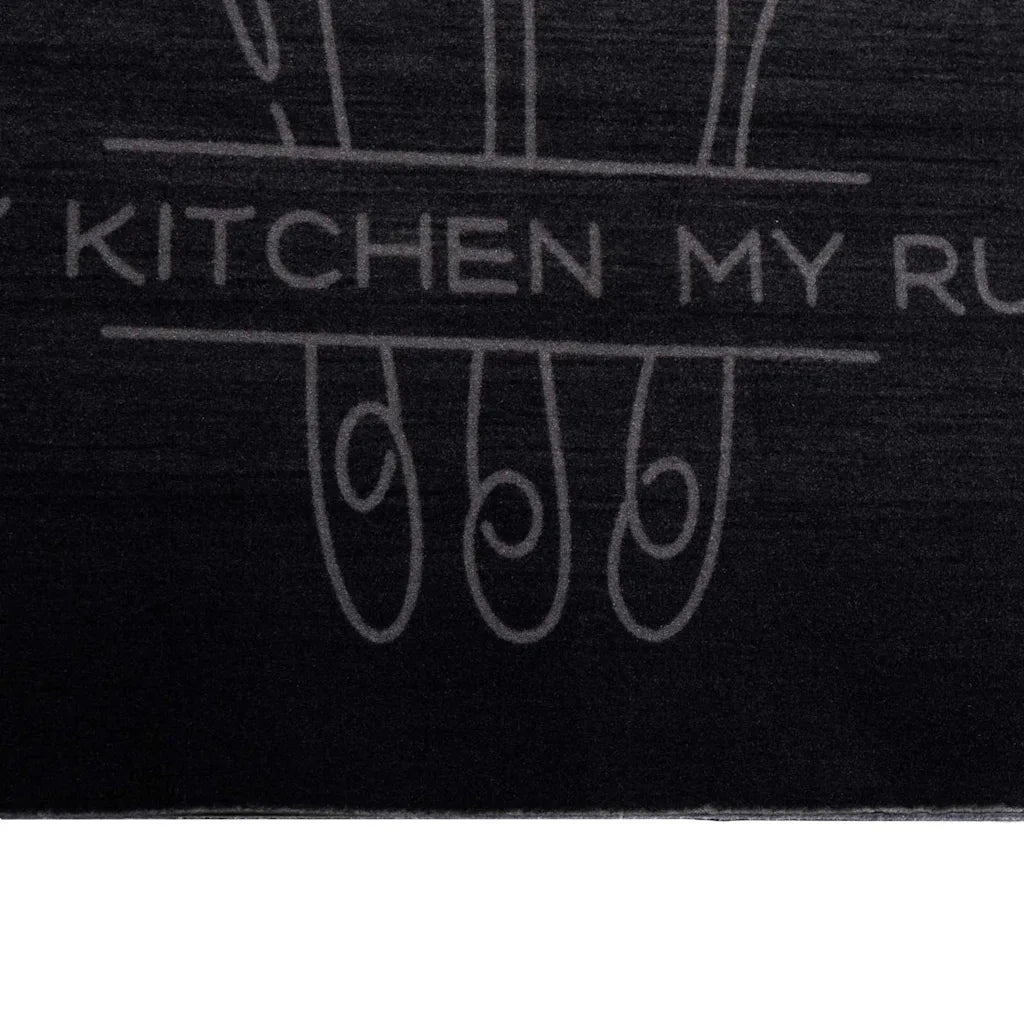 Tappeto da Cucina-Tappetino da Cucina Posate Nero 180 x 60 cm Velluto
