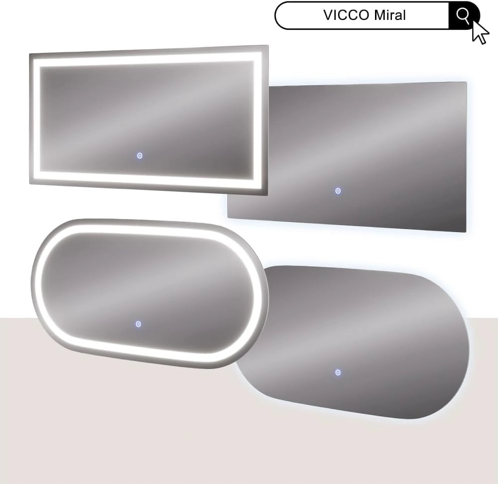Specchio bagno Miral, Vetro, 40 x 80 cm con illuminazione frontale