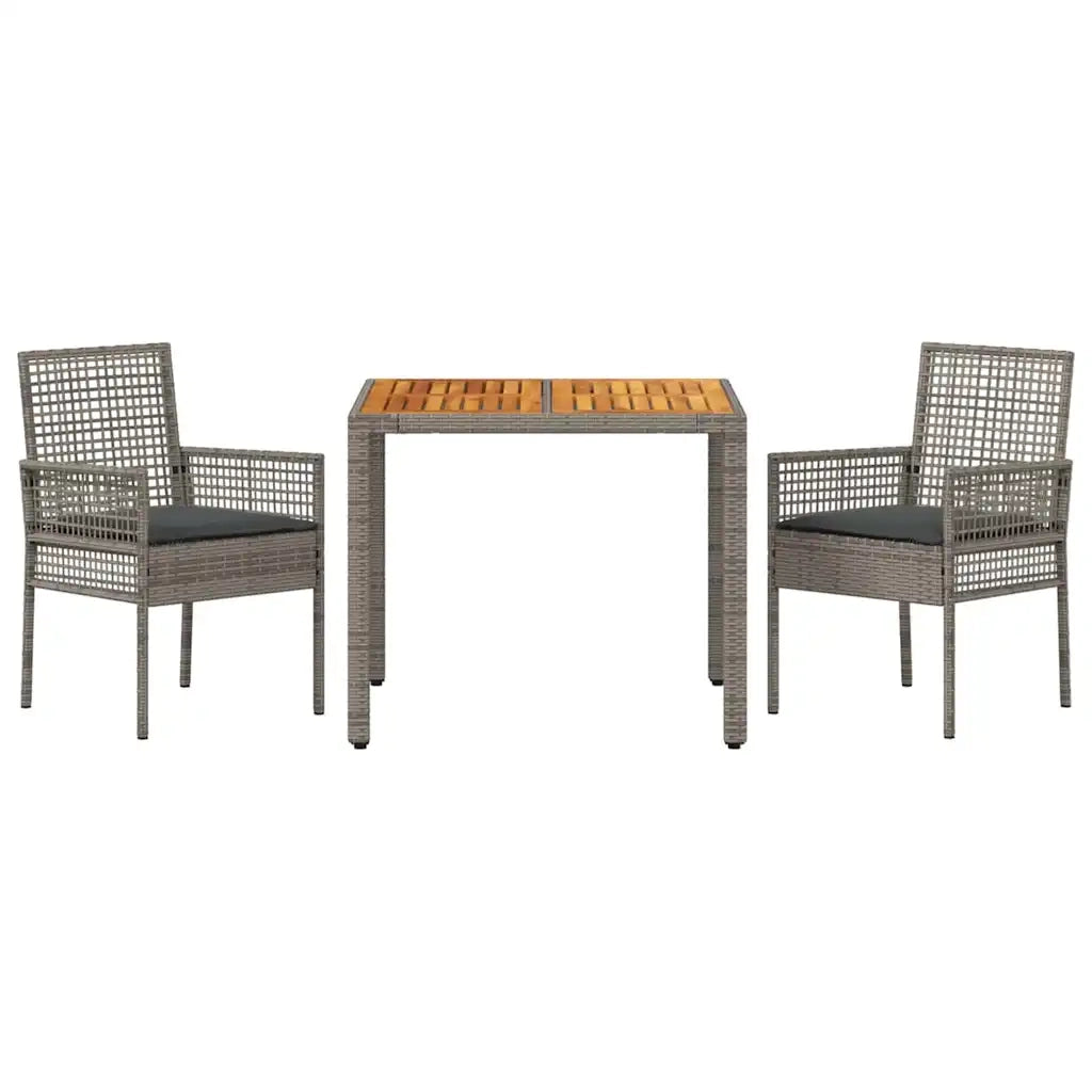 Set da Pranzo per Giardino 3 pcs Grigio polyrattan 3334909
