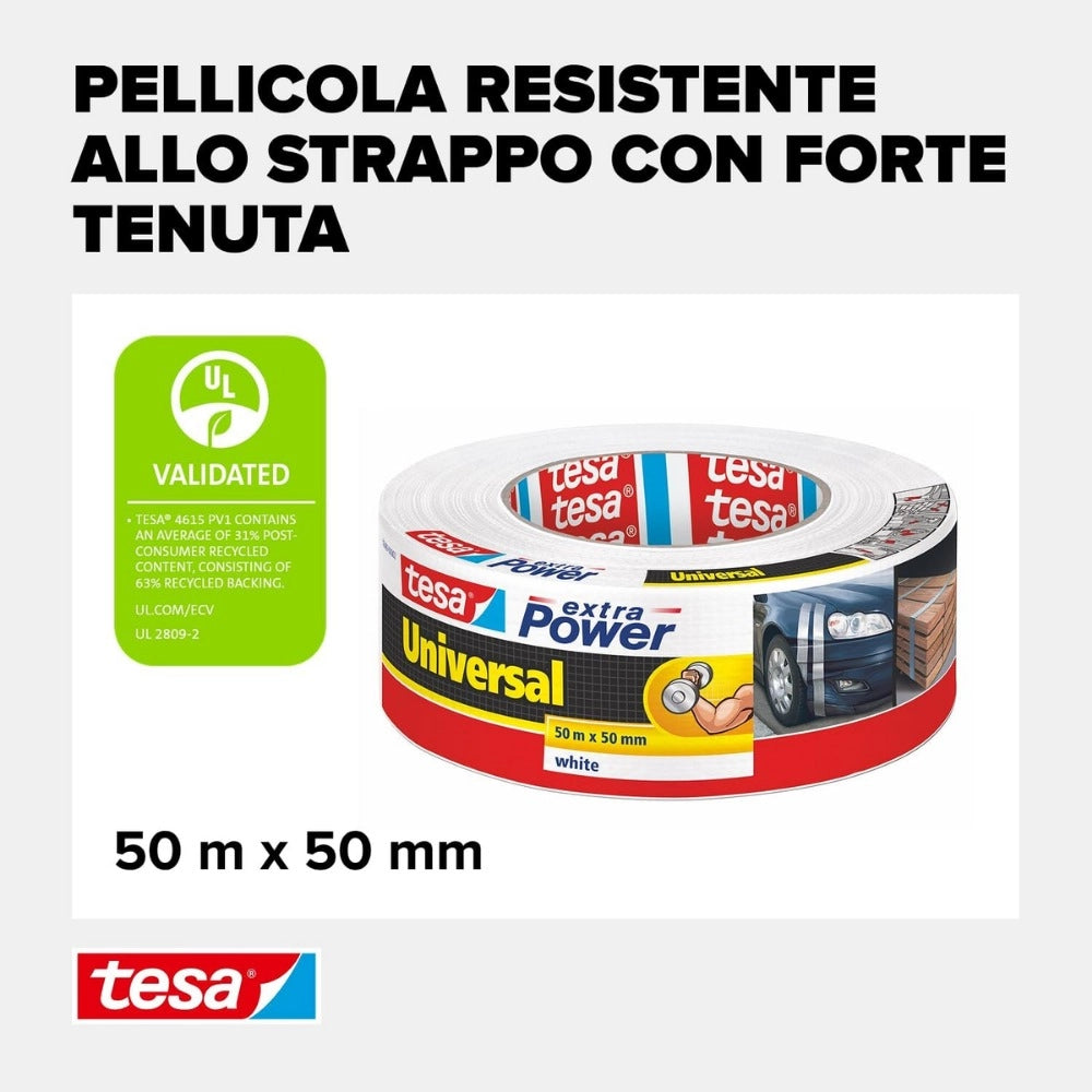 Tesa extra power universal nastro adesivo bianco a tenuta extraforte 50 m x 50 mm