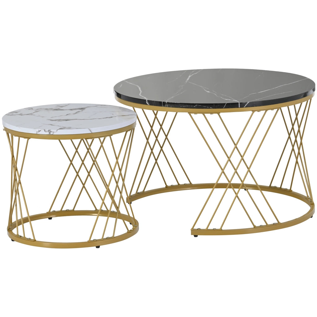 TAVOLINO DA CAFFÈ NESTING Set da 2 pezzi 70x70x45 cm MDF Nero