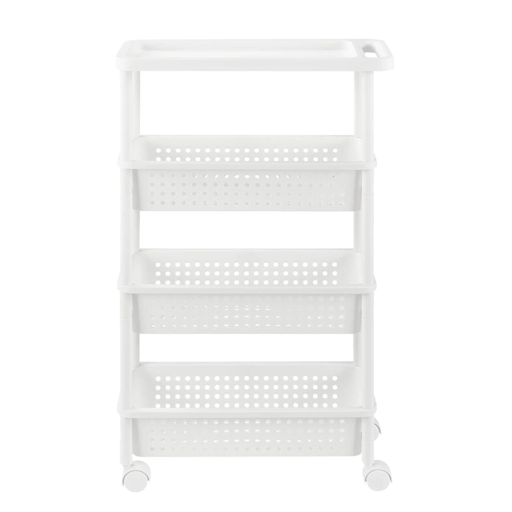 Carrello portaoggetti su ruote torre portaoggetti con carrello 100 cm bianco 03_0002849