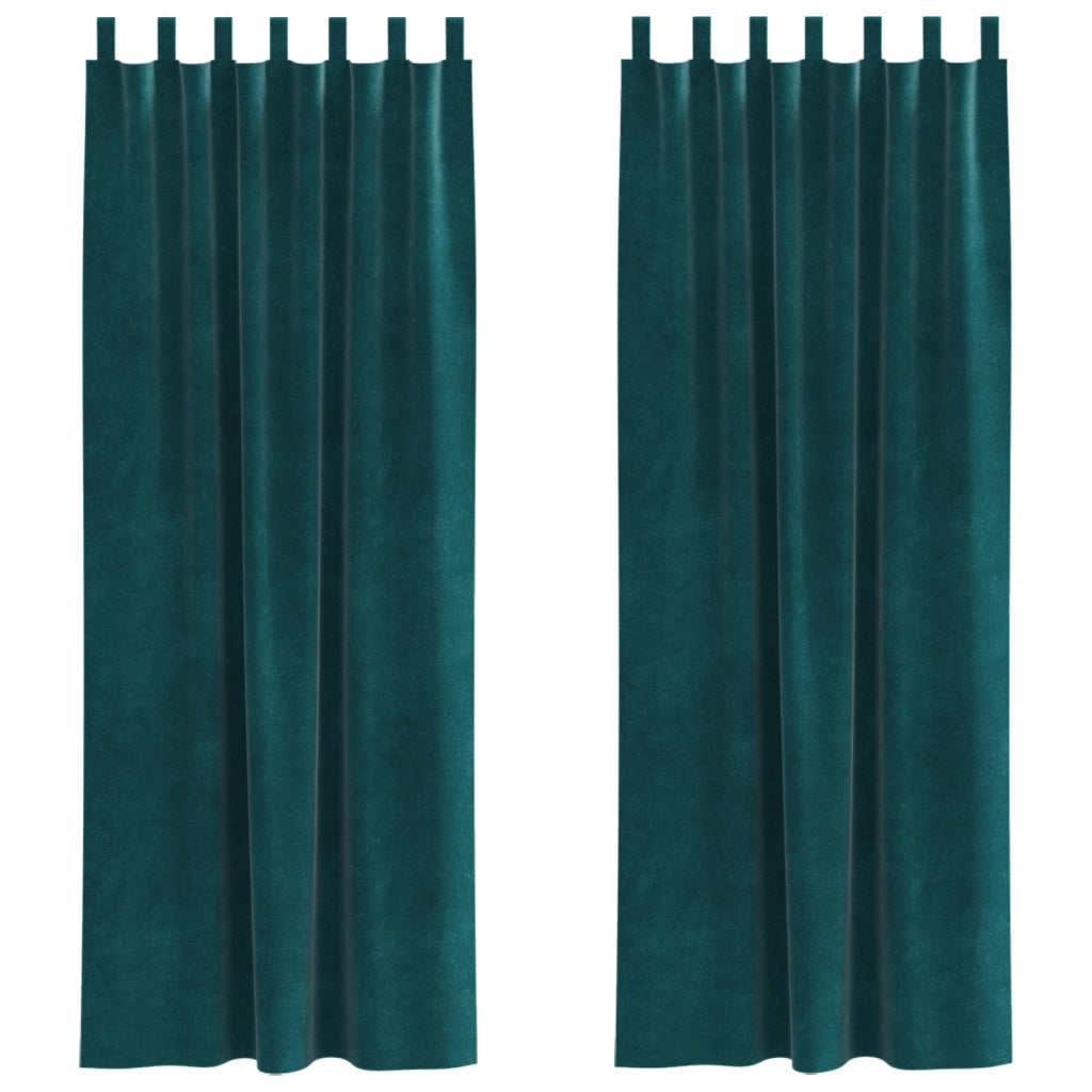 Tende oscuranti  con anelli da appendere 2 pezzi Verde scuro in velluto