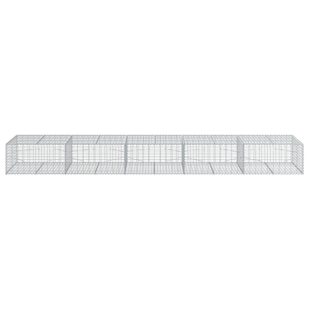 Gabbione recinto a gabbia muro di contenimento con coperchio 500 x 100 x 50 cm ferro zincato argento 02_0040172